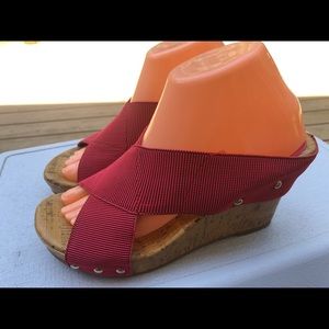 Marices Women’s Red Cork Heel High Heel Sandals